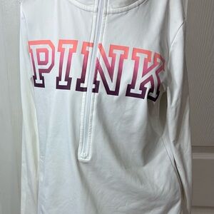 PINK Victoria's Secret Women's White 1/2 sip pull over